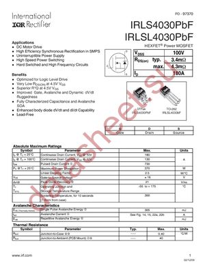 IRLS4030TRLPBF datasheet  